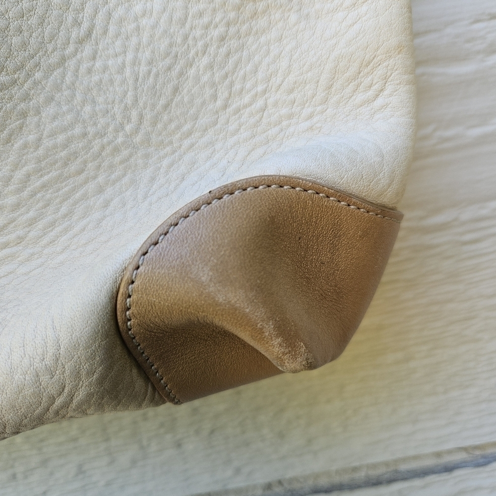 Coach Hampton pebbled leather tote cream and tan 4465 - Picture 10 of 13